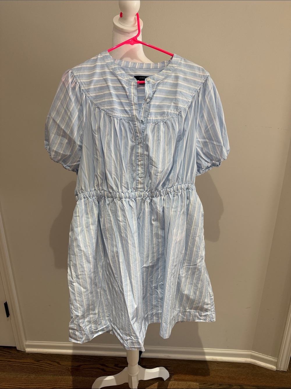 J. Crew Light Blue & White Striped Casual Dress
